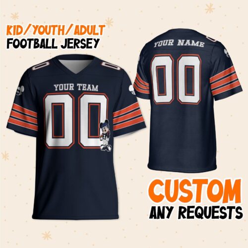 Custom Mickey Super Star Bears Sport Navy Football Jersey For World Trip Family Gift