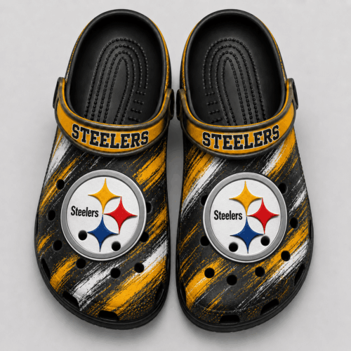 Pittsburgh Steelers | Premium NFL Game Day Football Fan Sport Clogs Crocs Abstract Scratch NDN