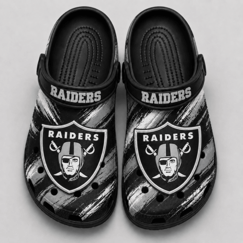 Las Vegas Raiders | Premium NFL Game Day Football Fan Sport Clogs Crocs Abstract Scratch NDN