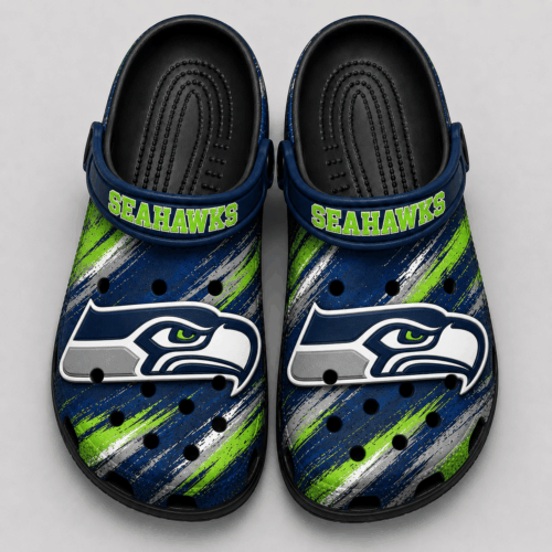Seattle Seahawks | Premium NFL Game Day Football Fan Sport Clogs Crocs Abstract Scratch NDN