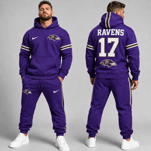 Baltimore Ravens | Premium NFL Style Custom Hoodie Jogger Set Personalized Name Number NDN