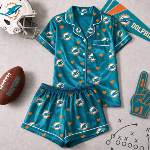 Miami Dolphins | Premium NFL Love Satin Pajamas Set NY