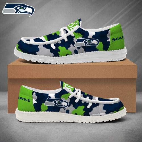 Seattle Seahawks | Premium NFL Game Day Camo Loafer Shoes NY