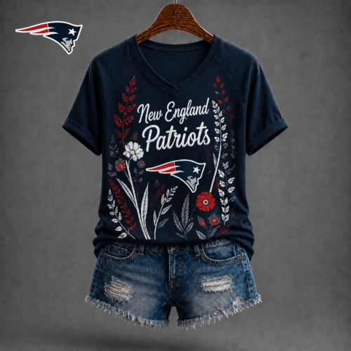 New England Patriots| Premium NFL Floral Garden V-neck Shirt NY