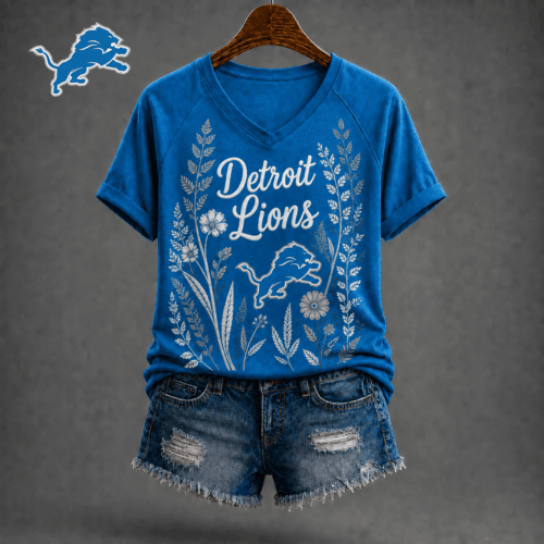 Detroit Lions| Premium NFL Floral Garden V-neck Shirt NY