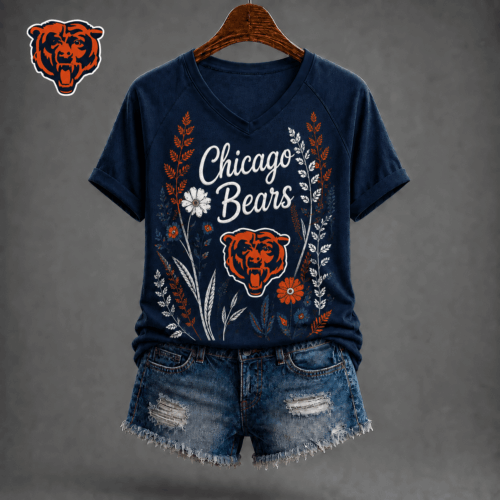 Chicago Bears| Premium NFL Floral Garden V-neck Shirt NY
