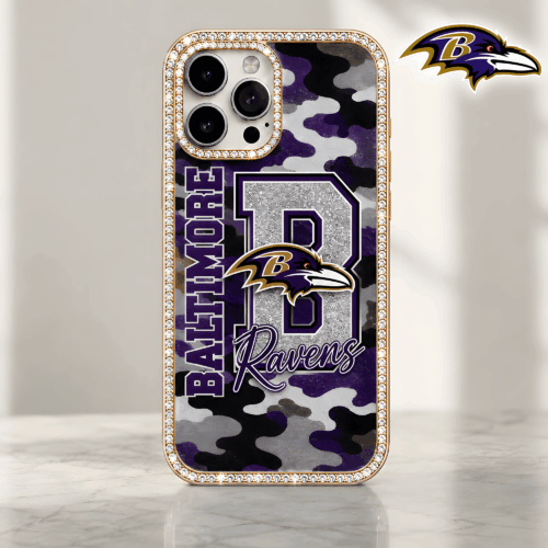Baltimore Ravens | Premium NFL Team Camo Bling Luxury Phone Case NTH1