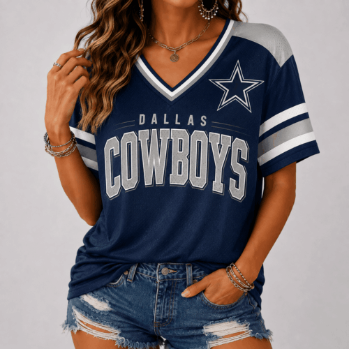Dallas Cowboys | Premium NFL Retro Varsity V-Neck Game Day Shirt NTT