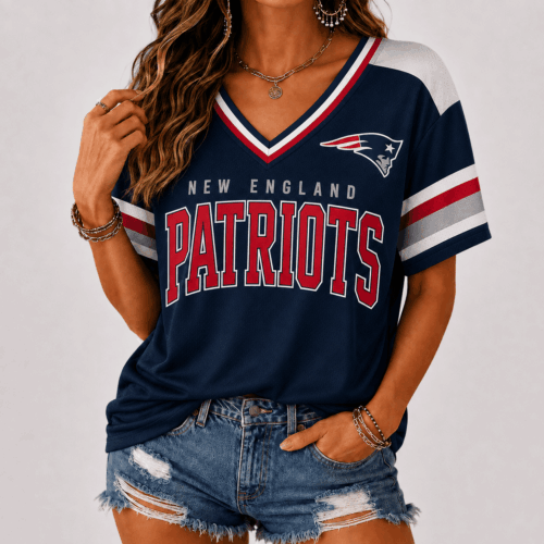 New England Patriots | Premium NFL Retro Varsity V-Neck Game Day Shirt NTT