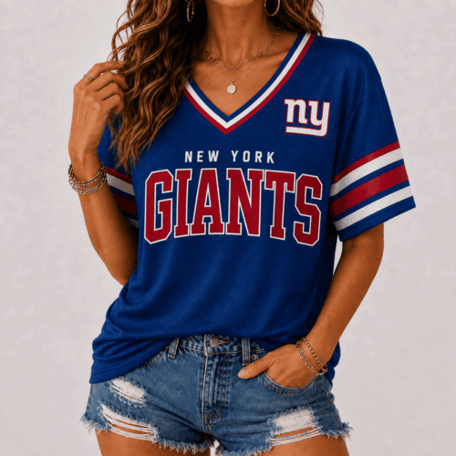 New York Giants | Premium NFL Retro Varsity V-Neck Game Day Shirt NTT