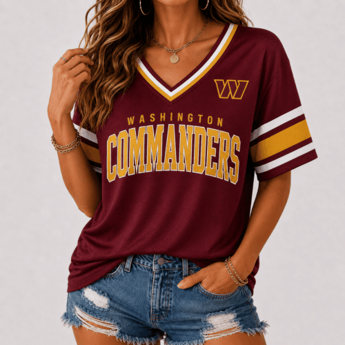 Washington Commanders | Premium NFL Retro Varsity V-Neck Game Day Shirt NTT