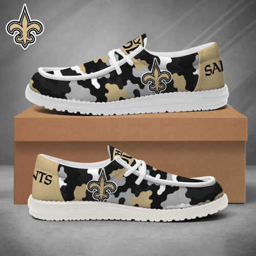 New Orleans Saints | Premium NFL Game Day Camo Loafer Shoes NY