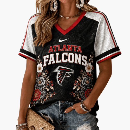Atlanta Falcons | Premium NFL Vintage Floral V-Neck TD