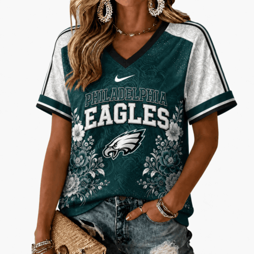 Philadelphia Eagles | Premium NFL Vintage Floral V-Neck TD