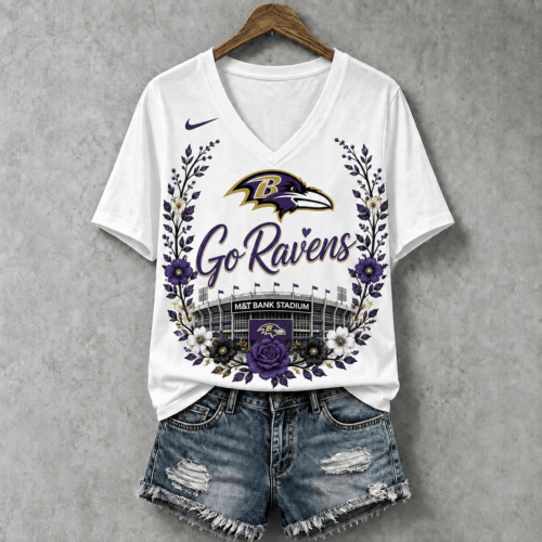 Baltimore Ravens | Premium NFL Floral Stadium Football Fan V-neck NY