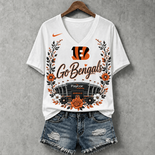 Cincinnati Bengals | Premium NFL Floral Stadium Football Fan V-neck NY