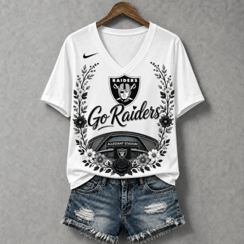 Las Vegas Raiders | Premium NFL Floral Stadium Football Fan V-neck NY
