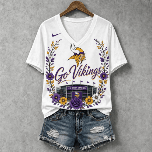 Minnesota Vikings | Premium NFL Floral Stadium Football Fan V-neck NY