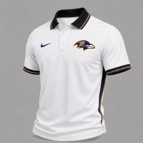 Baltimore Ravens | Premium NFL Classic White Gameday Polo Shirt NY