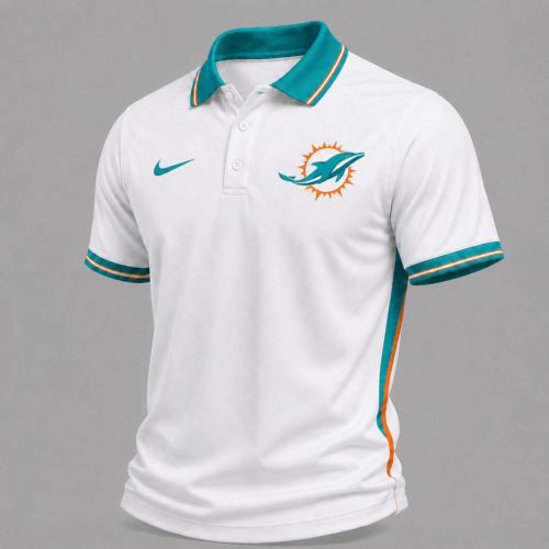 Miami Dolphins | Premium NFL Classic White Gameday Polo Shirt NY