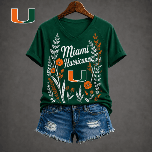 Miami Hurricanes | Premium NCAA Floral Spirit V-neck NY