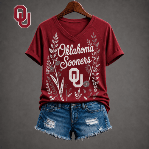 Oklahoma Sooners | Premium NCAA Floral Spirit V-neck NY