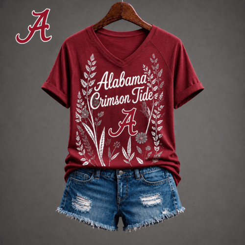 Alabama Crimson Tide | Premium NCAA Floral Spirit V-neck NY