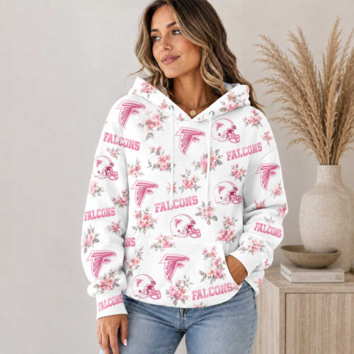 Atlanta Falcons | Premium NFL Pink Floral Team Pride Hoodie TD