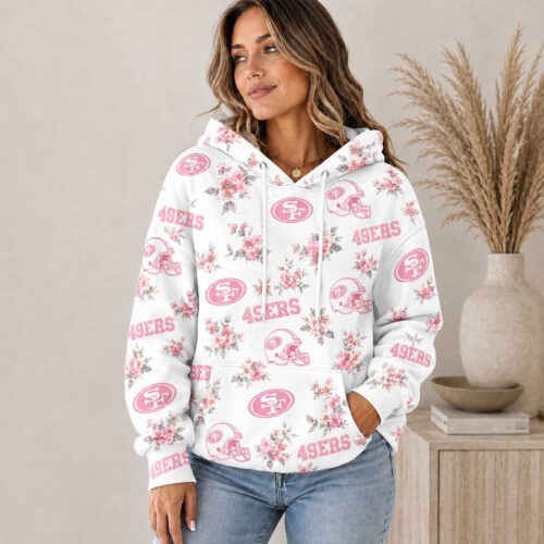 San Francisco 49ers | Premium NFL Pink Floral Team Pride Hoodie TD
