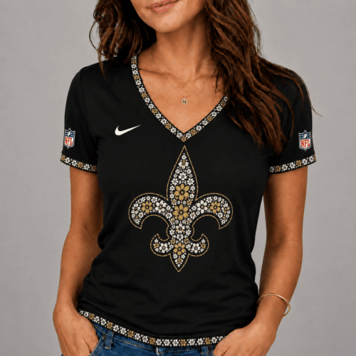 New Orleans Saints | Premium NFL Flower Logo V-Neck NY