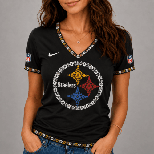 Pittsburgh Steelers | Premium NFL Flower Logo V-Neck NY