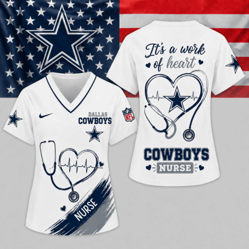 Dallas Cowboys | Premium NFL Nurse Work of Heart V-Neck Shirt NY