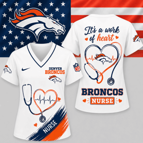 Denver Broncos | Premium NFL Nurse Work of Heart V-Neck Shirt NY