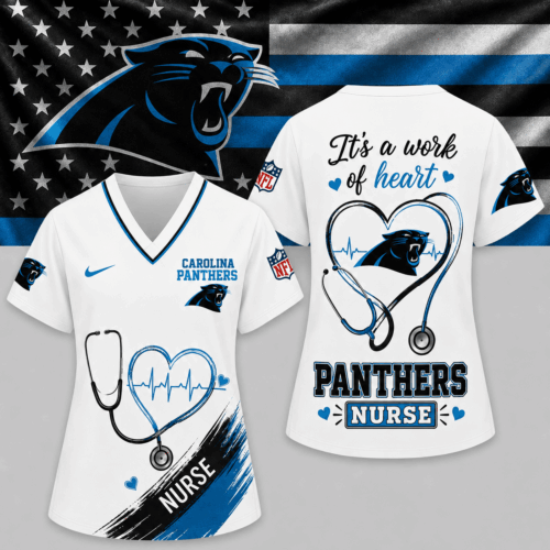 Carolina Panthers | Premium NFL Nurse Work of Heart V-Neck Shirt NY