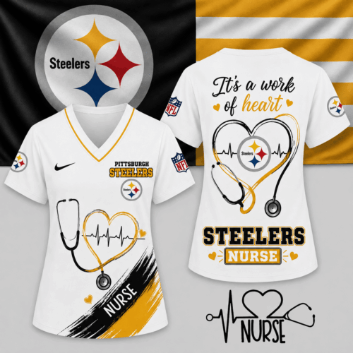 Pittsburgh Steelers | Premium NFL Nurse Work of Heart V-Neck Shirt NY