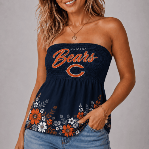 Chicago Bears | Premium NFL Floral Strapless Top Long Sleeveless NY