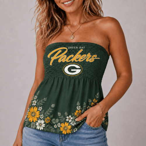 Green Bay Packers | Premium NFL Floral Strapless Top Long Sleeveless NY