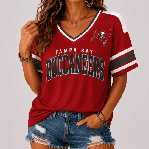 Tampa Bay Buccaneers | Premium NFL Retro Varsity V-Neck Game Day Shirt NTT