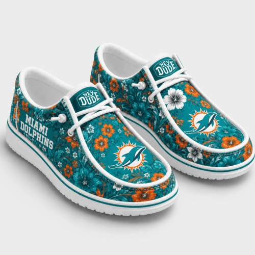 Miami Dolphins | Premium NFL Team Colors Floral Loafer Shoes TD