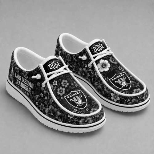 Las Vegas Raiders | Premium NFL Team Colors Floral Loafer Shoes TD