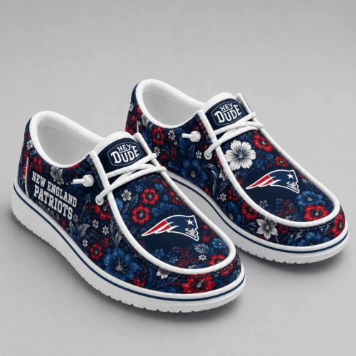New England Patriots | Premium NFL Team Colors Floral Loafer Shoes TD