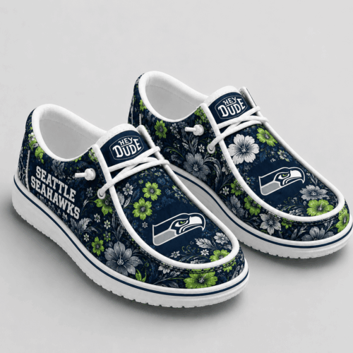 Seattle Seahawks | Premium NFL Team Colors Floral Loafer Shoes TD