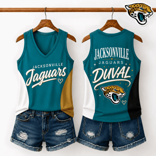 Jacksonville Jaguars | Premium NFL Sporty Fan Merch Women’s V-Neck Tank Top NTD