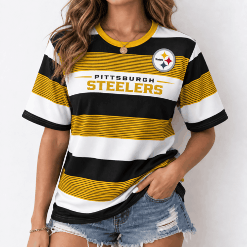 Pittsburgh Steelers | Premium NFL Horizontal Rugby Stripe T-shirt NTD