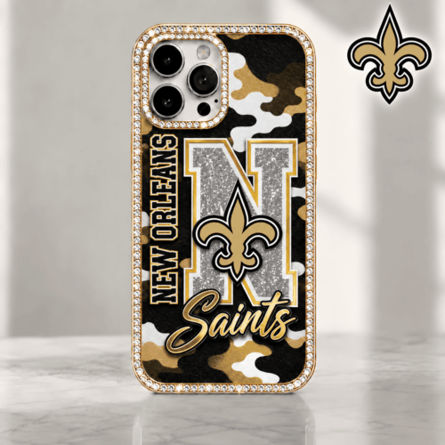 New Orleans Saints | Premium NFL Team Camo Bling Luxury Phone Case NTH1