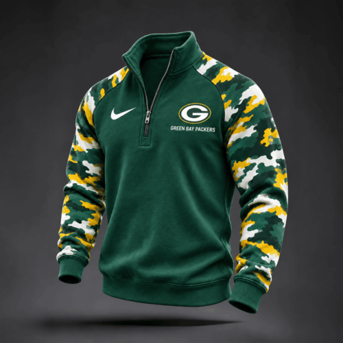 Green Bay Packers | Premium NFL Camo Sleeve Quarter-Zip Sweatshirt TD