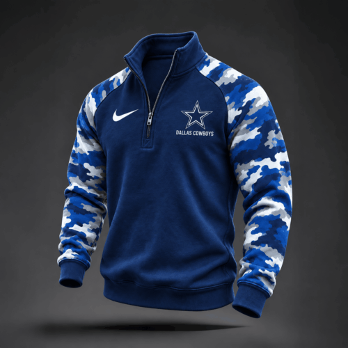 Dallas Cowboys | Premium NFL Camo Sleeve Quarter-Zip Sweatshirt TD