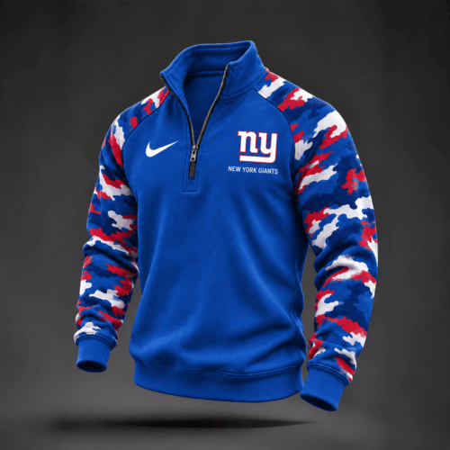 New York Giants | Premium NFL Camo Sleeve Quarter-Zip Sweatshirt TD
