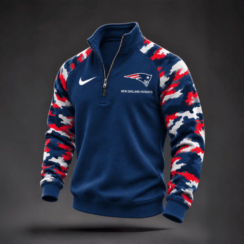 New England Patriots | Premium NFL Camo Sleeve Quarter-Zip Sweatshirt TD