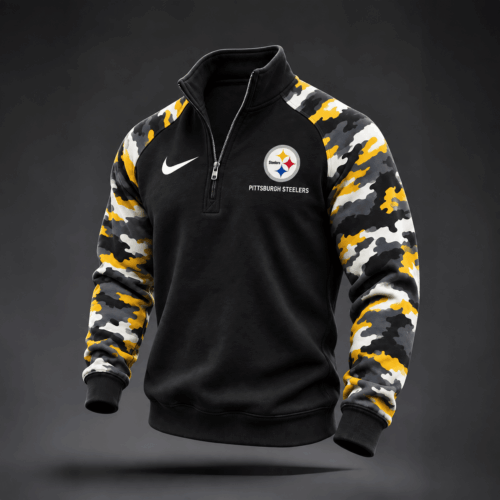 Pittsburgh Steelers | Premium NFL Camo Sleeve Quarter-Zip Sweatshirt TD